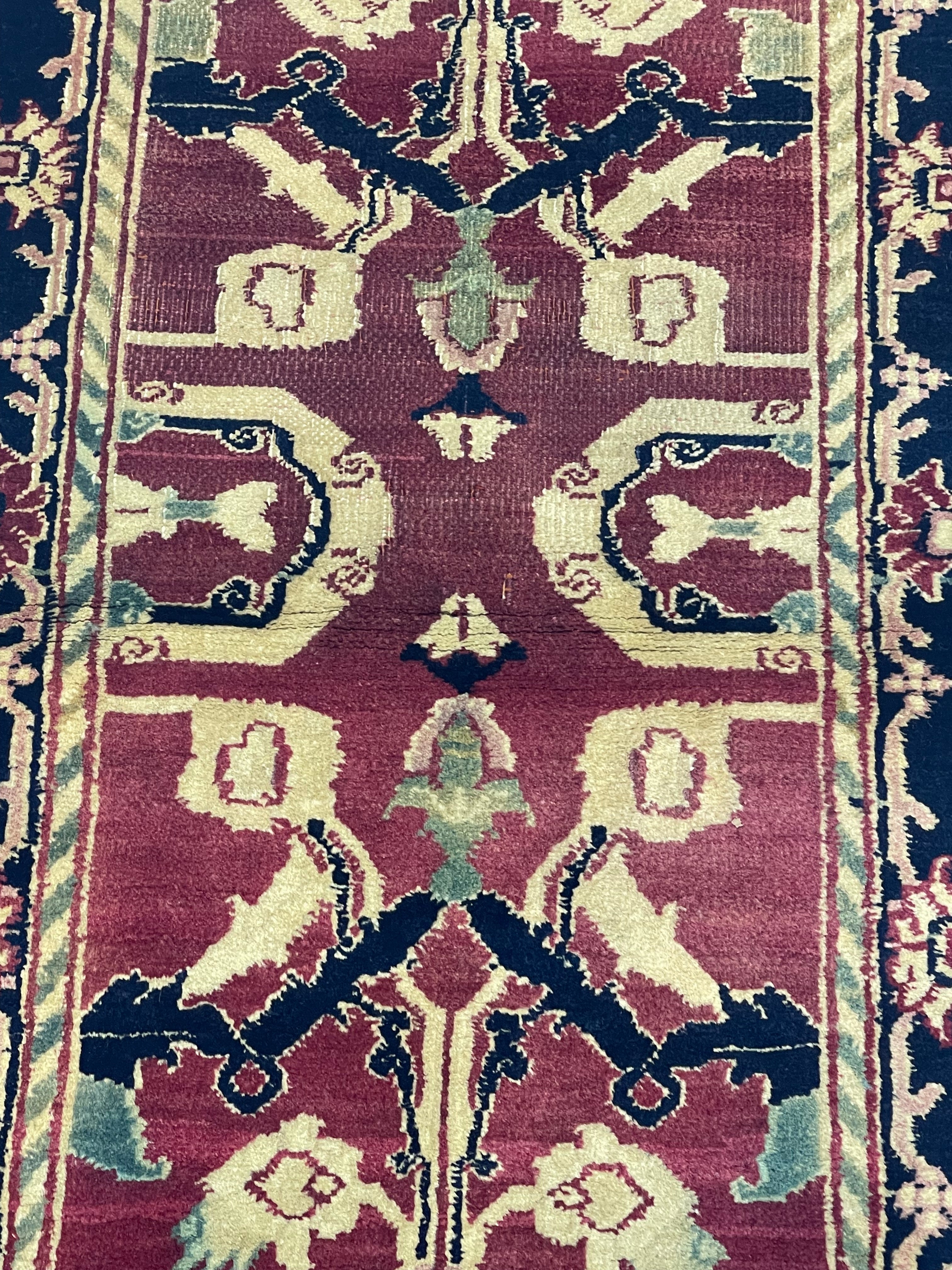 Fine Vintage Indian Agra Short Wool Runner 1' 9'' x 5' 5''