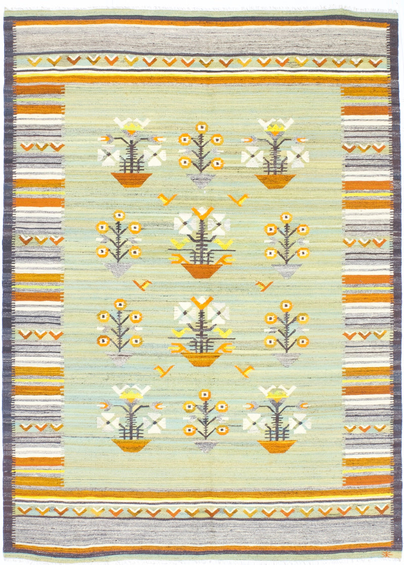 Fine Vintage Swedish Kilim Wool Rug 5' 7