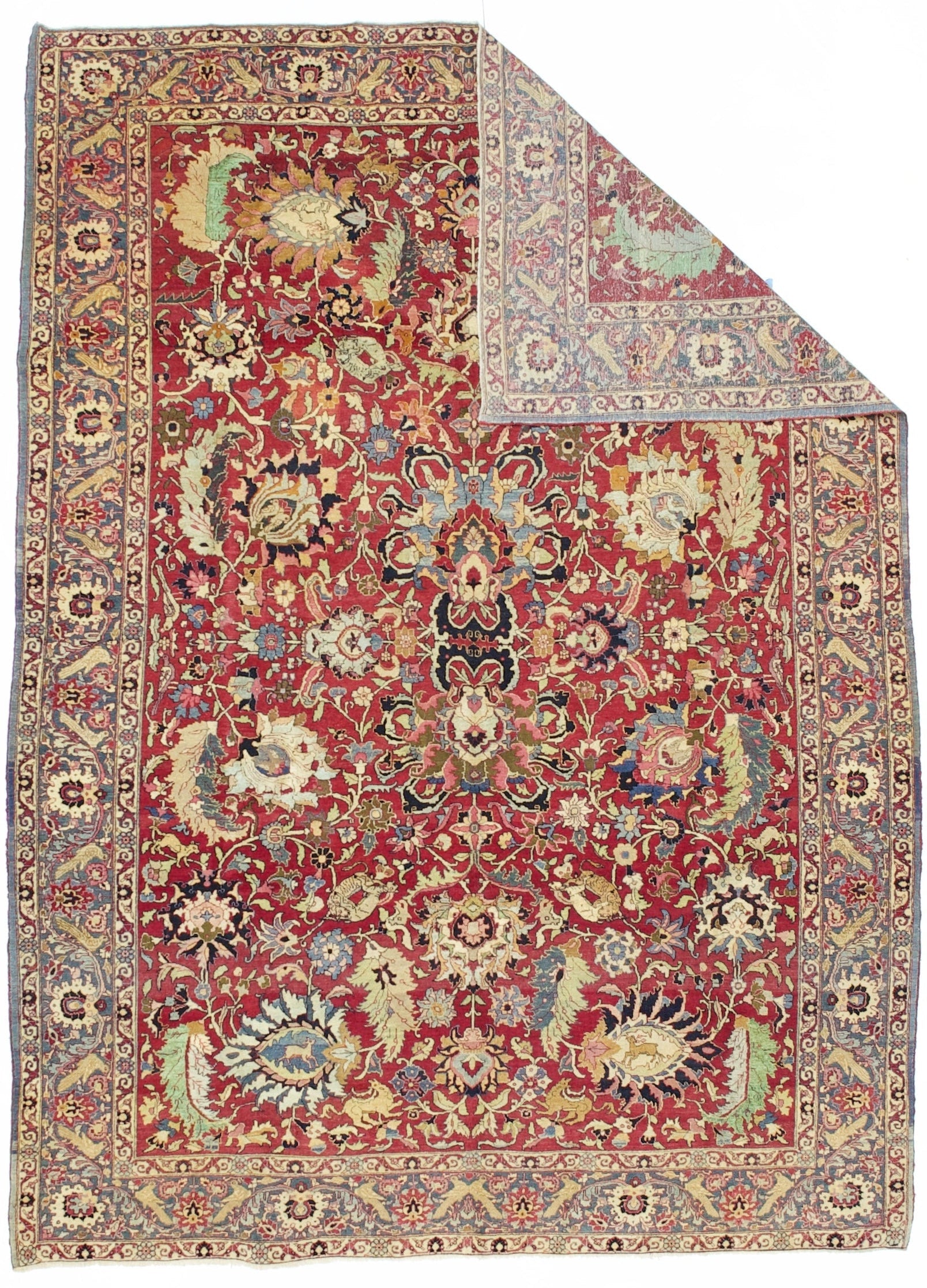 Fine Antique  Tehran Wool Rug 6' 9" x 9' 5"