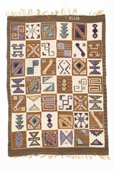 Fine Vintage Swedish Kilim Wool Rug 3'7