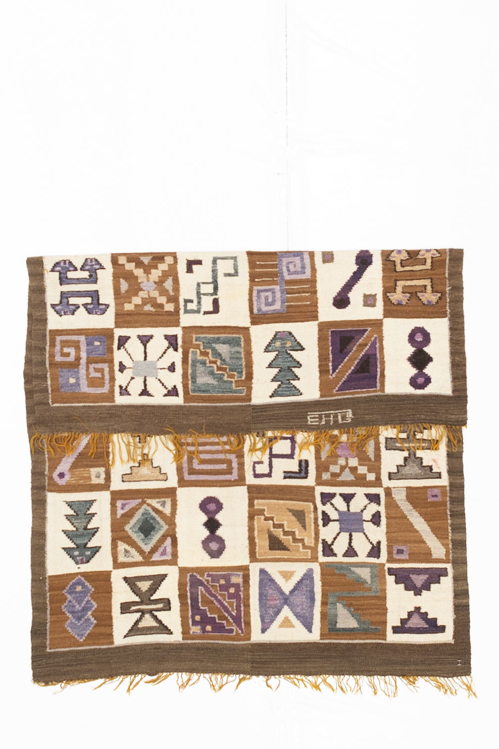 Fine Vintage Swedish Kilim Wool Rug 3'7" x 4' 10''
