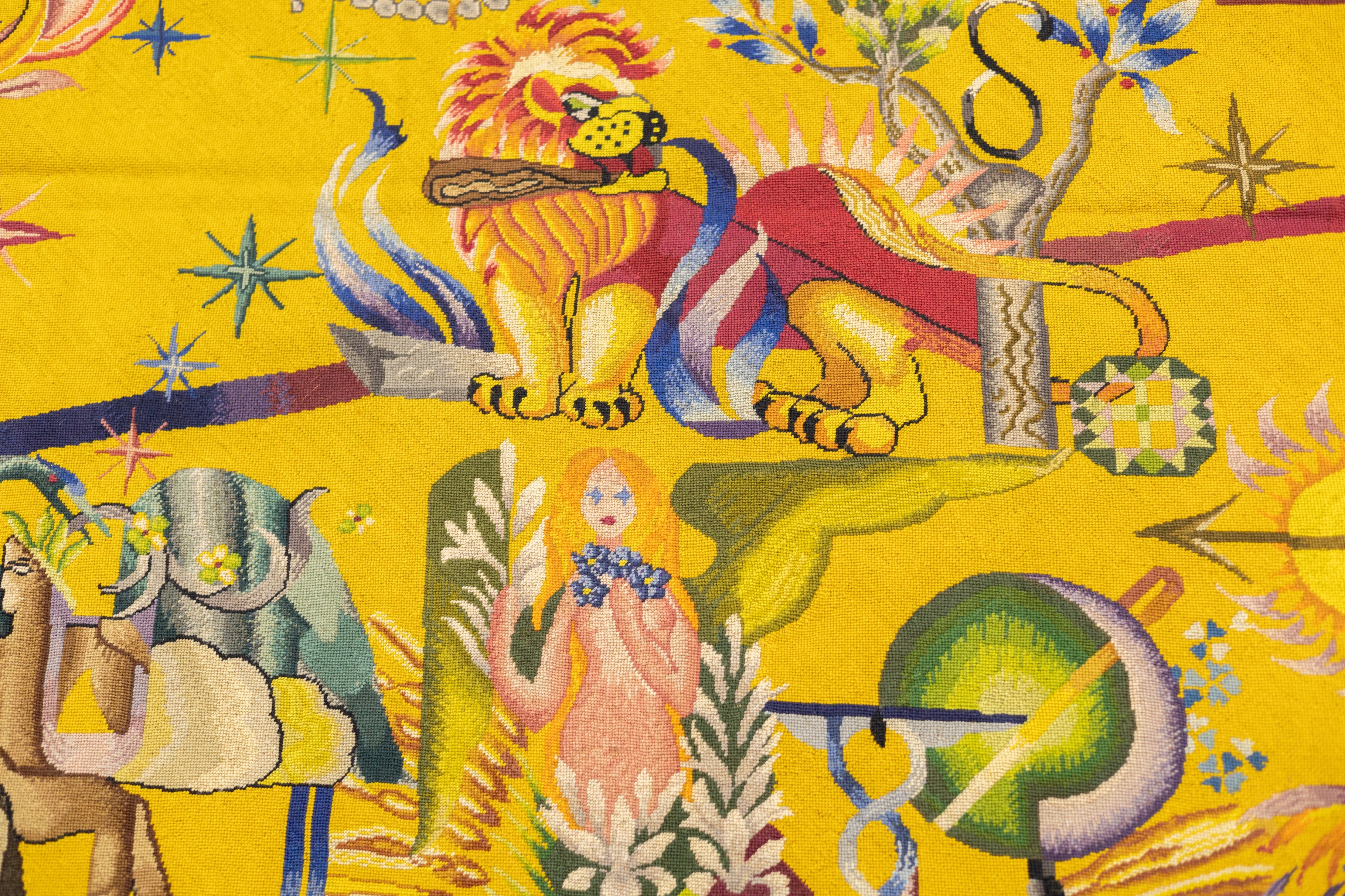 Mid Century Tapestry Signed E. Simon 4'5'' x 11'2''