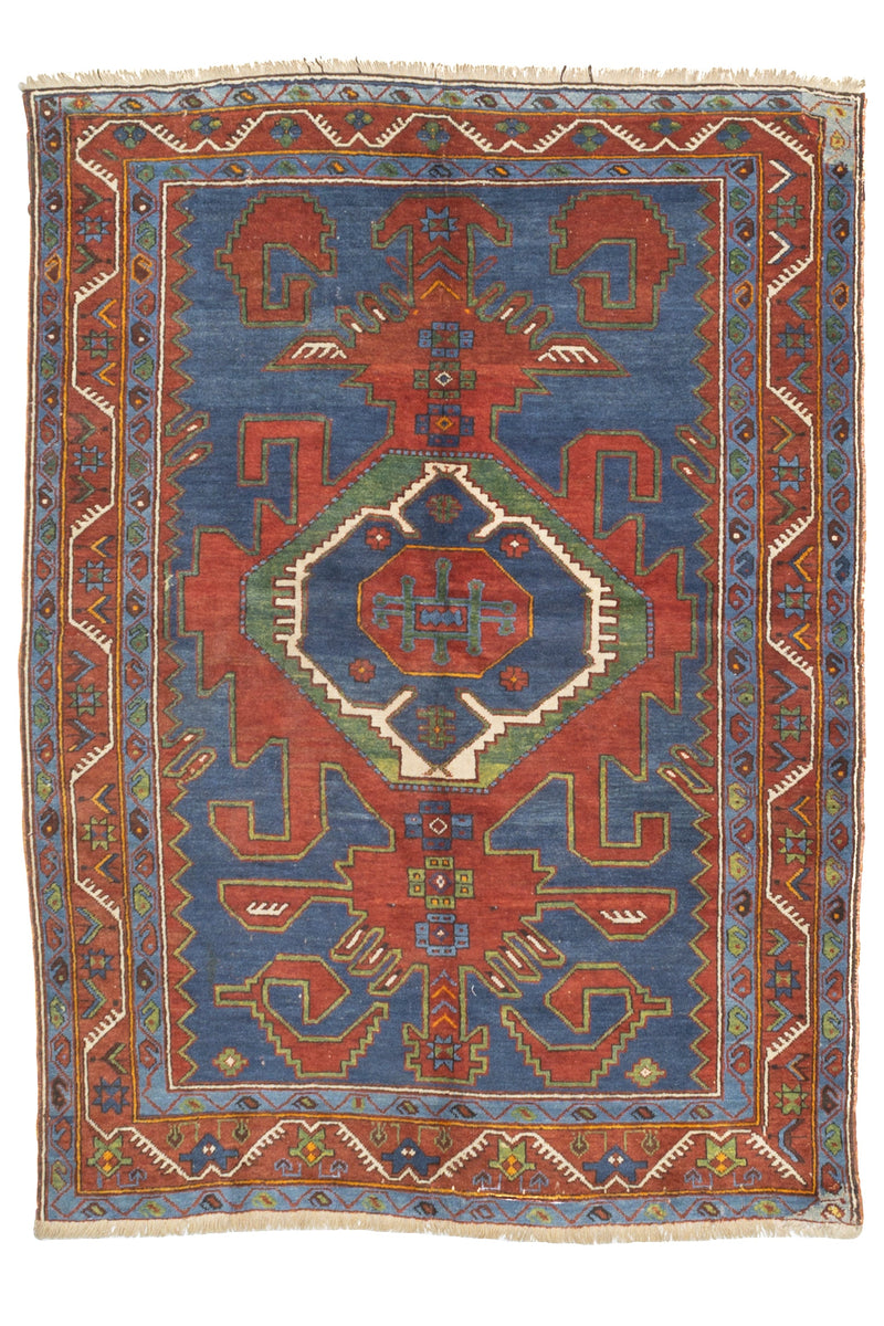 Antique Caucasian Kazak Rug 5'2