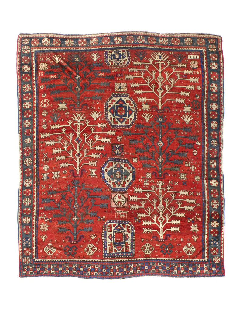 Antique Fine & Very Rare Tree Kazak Rug 5' 6'' x 6' 11''