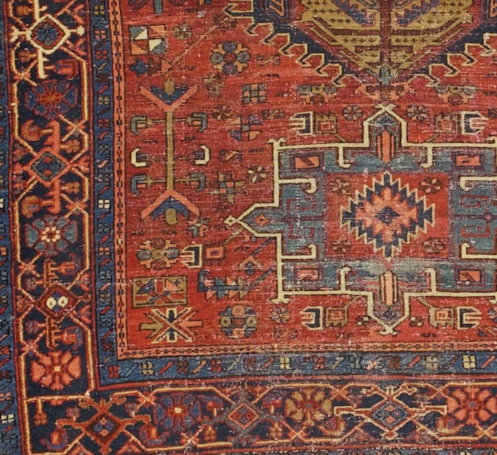 Antique  Karajeh Heriz Rug 5' 2" x 5' 6''