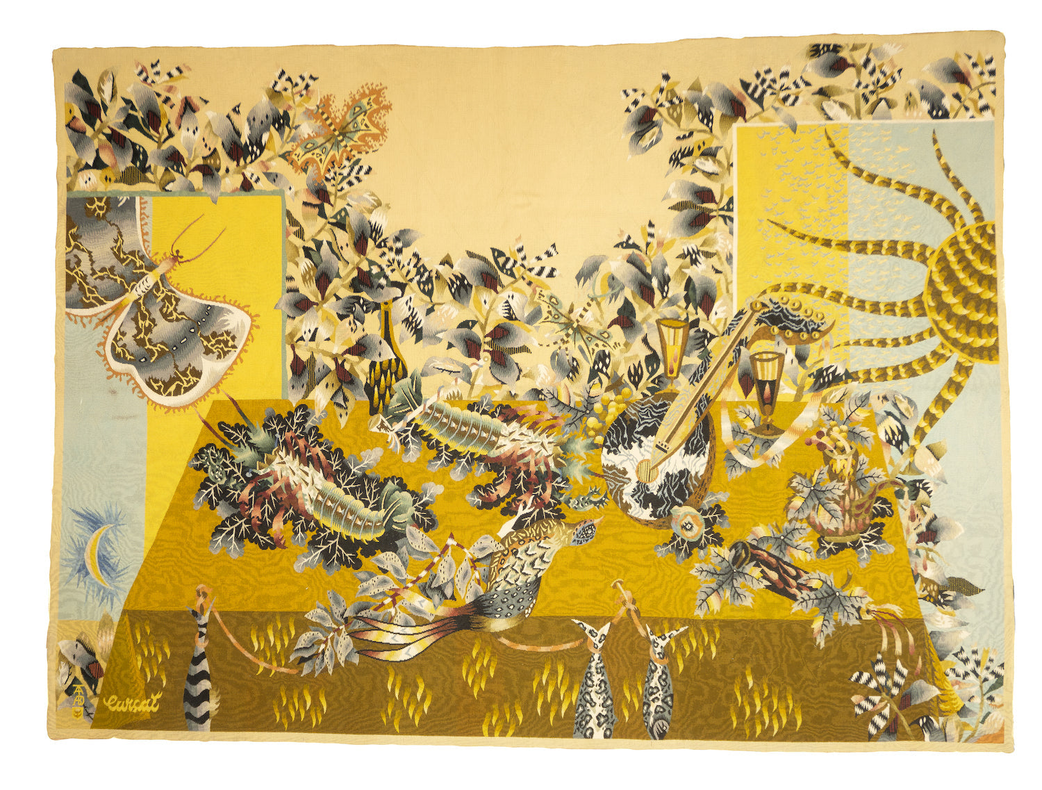 Mid Century Tapestry Signed Jean Lur√ßat