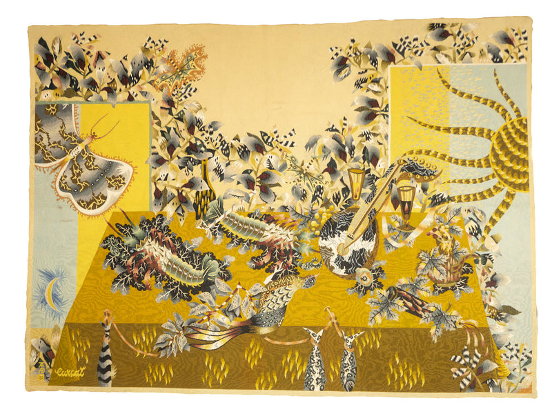 Mid Century Tapestry Signed Jean Lur√ßat 6'5