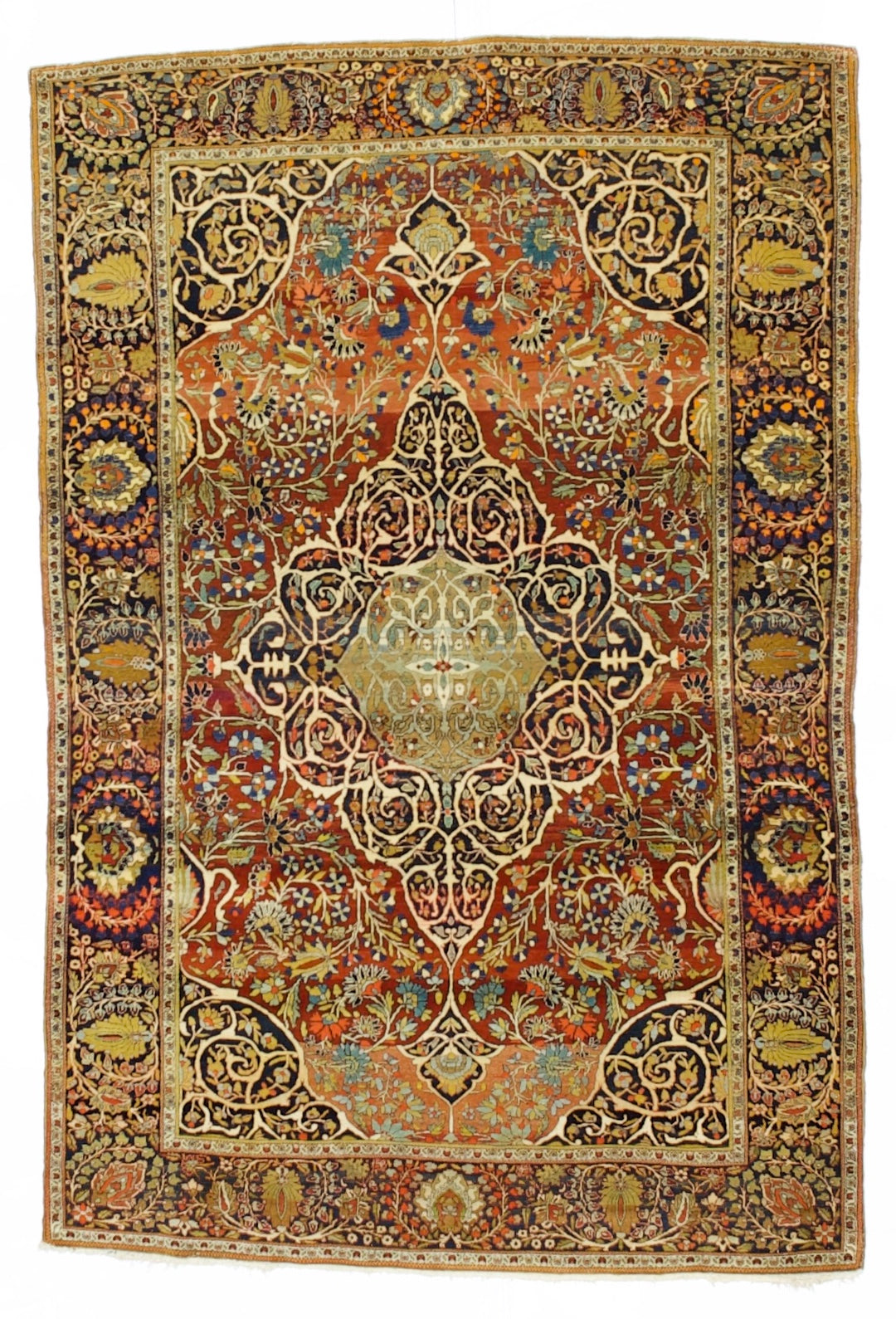 Antique Mohtasham Kashan Rug 4' 4'' x 6' 8"