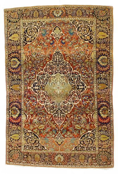 Antique Mohtasham Kashan Rug 4' 4'' x 6' 8