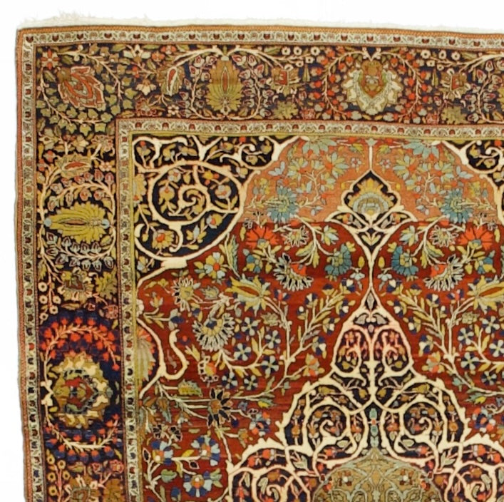 Antique Mohtasham Kashan Rug 4' 4'' x 6' 8"