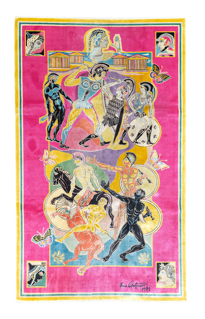Decorative Hand Knotted Silk Signed by artist 6' 3'' x 10' 6''