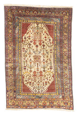 Extremely Fine and Rare Antique Caucasian Silk Shrivan Rug 3'8" x 5' 6"