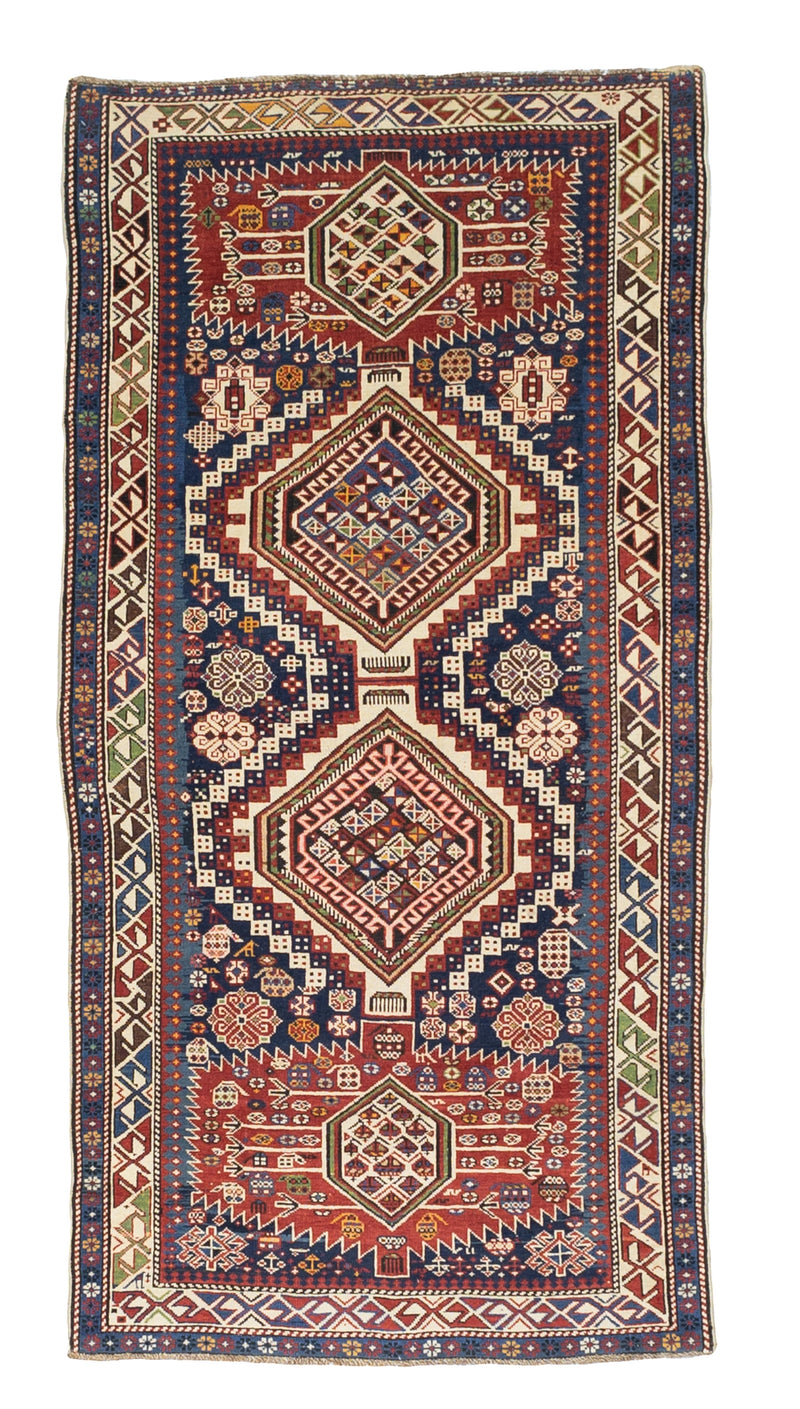 Antique Caucasian Kuba Rug 3' 8'' x 7' 1''