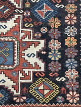 Antique Caucasian Lezgi Rug 3'10" x 4' 11"