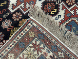Antique Caucasian Lezgi Rug 3'10" x 4' 11"