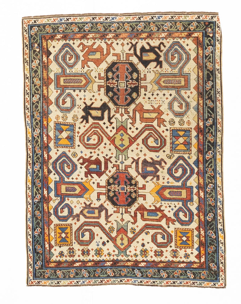 Antique Caucasian Perpedil Rug 3' 3'' x 4' 8''