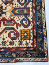 Antique Caucasian Perpedil Rug 3' 3'' x 4' 8''