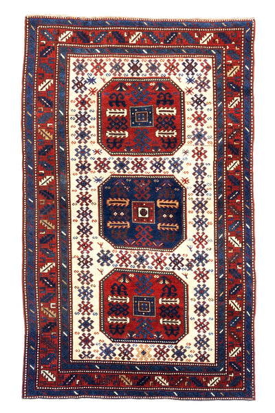 Antique Caucasian Chajli Kazak Rug 4'10