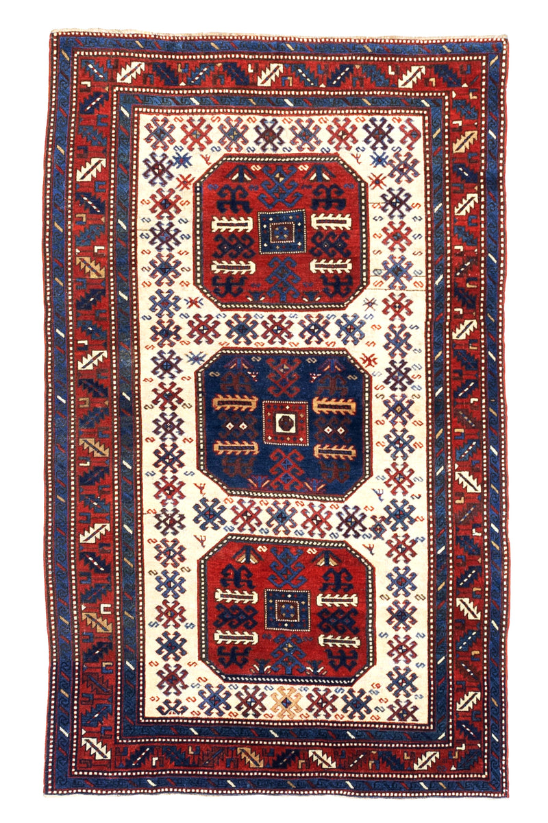 Antique Caucasian Chajli Kazak Rug 4'10