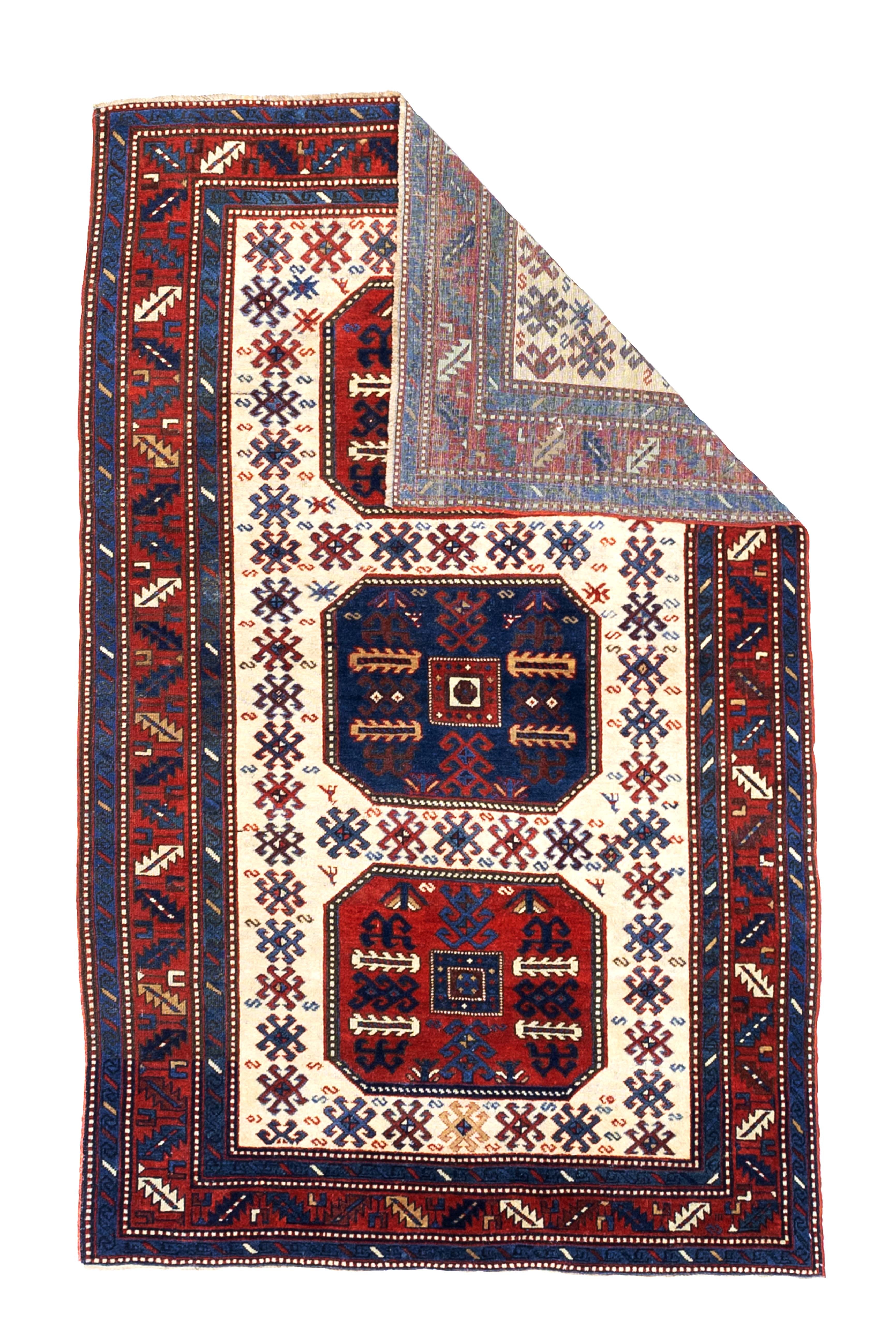 Antique Caucasian Chajli Kazak Rug 4'10" x 7' 10"