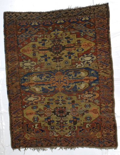 Antique Caucasian Zehour Chi Chi Rug 4' 0