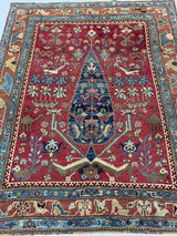 Antique  Karabagh Rug 4' 7" x 5' 10"