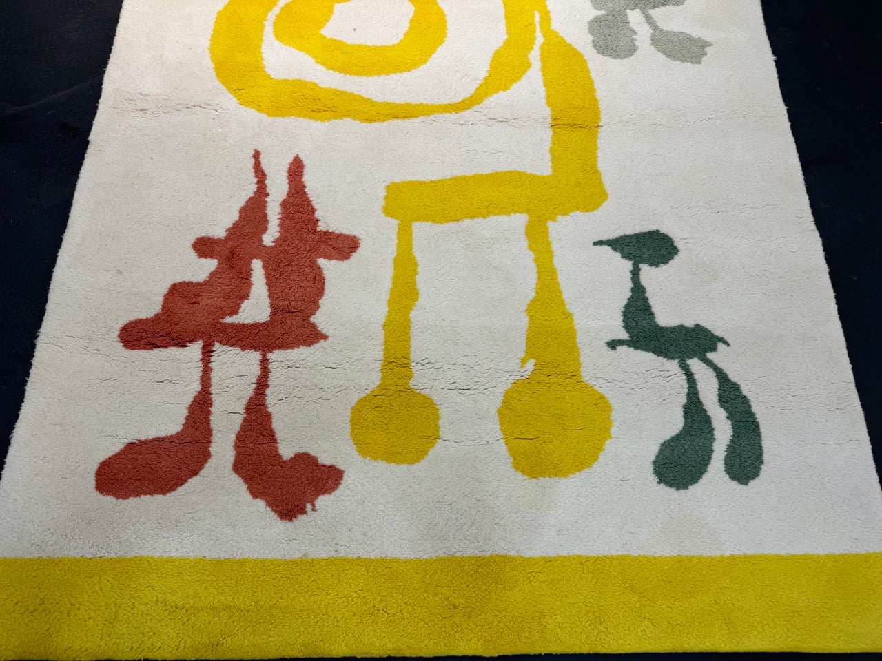 Fine Mid Century Genuine & Authentic French Wool Rug. Signed and designed by Jean Miro 4' 10'' x 6' 6''