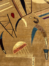 French Mid Century Artistic Wool Rug Design after Kandinsky 6' 7" x 9' 11"