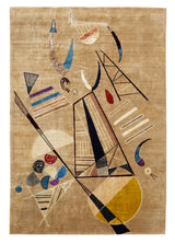 French Mid Century Artistic Wool Rug Design after Kandinsky 6' 7" x 9' 11"