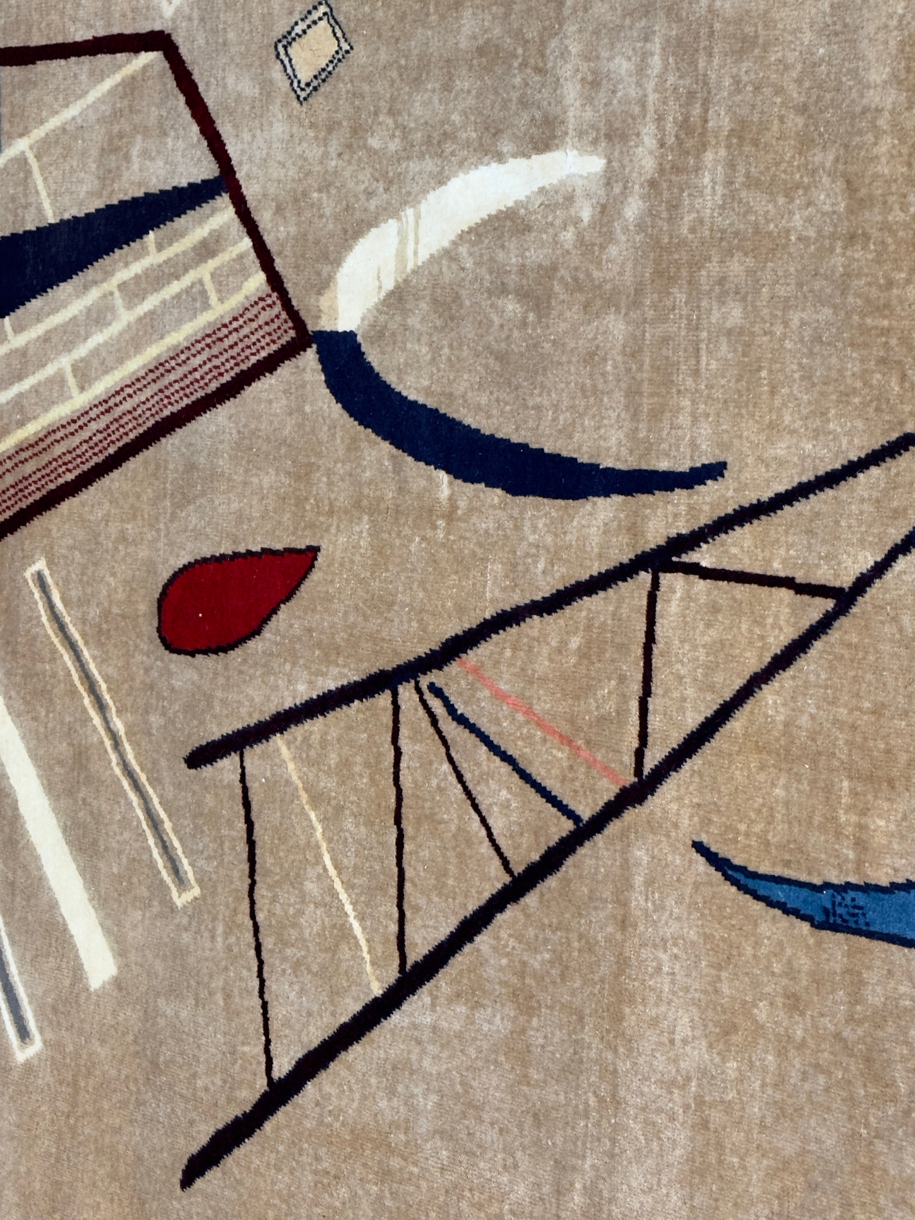 French Mid Century Artistic Wool Rug Design after Kandinsky 6' 7" x 9' 11"