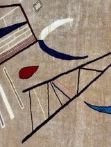 French Mid Century Artistic Wool Rug Design after Kandinsky 6' 7" x 9' 11"