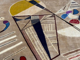 French Mid Century Artistic Wool Rug Design after Kandinsky 6' 7" x 9' 11"