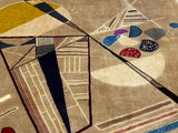 French Mid Century Artistic Wool Rug Design after Kandinsky 6' 7" x 9' 11"