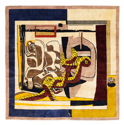 Fine Mid Century French Artistic Wool Rug 8'1'' x 8'2''