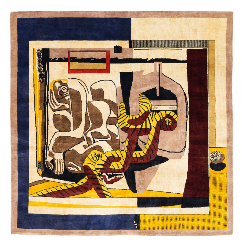 Fine Mid Century French Artistic Wool Rug 8'1'' x 8'2''