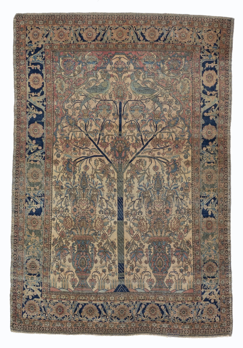 Antique Mohtasham Kashan Rug 3'11