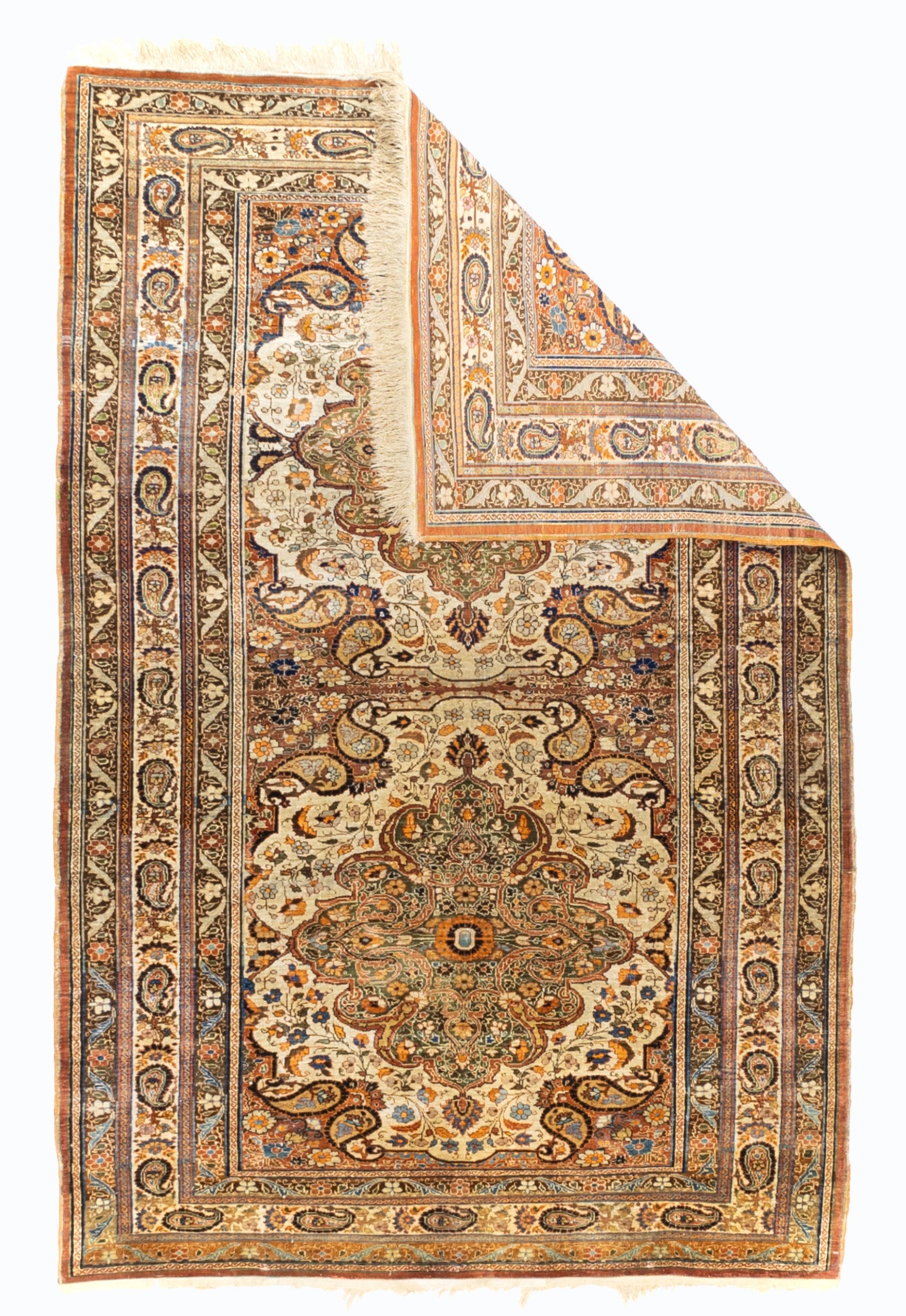 Extremely Fine and Rare Antique  Silk Heriz Rug 3'11" x 5' 10"