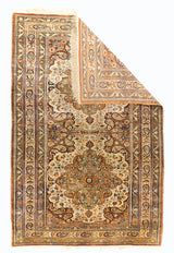 Extremely Fine and Rare Antique  Silk Heriz Rug 3'11" x 5' 10"