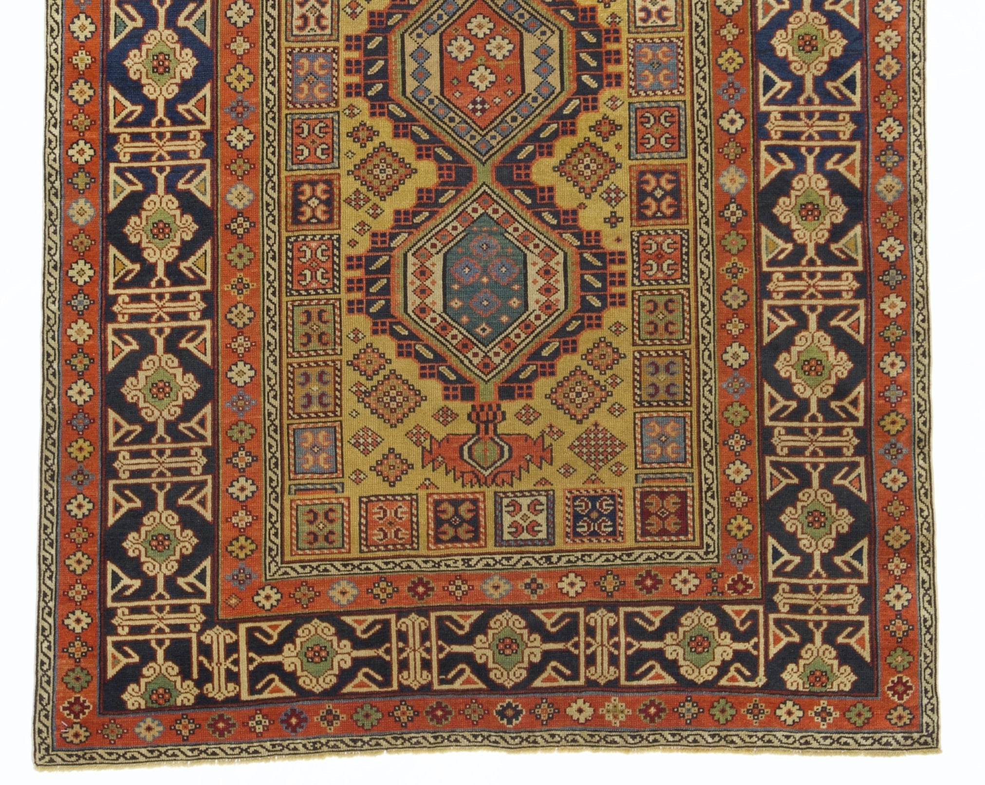 Antique Caucasian Kuba Shirvan Rug 3' 9'' x 9' 1''