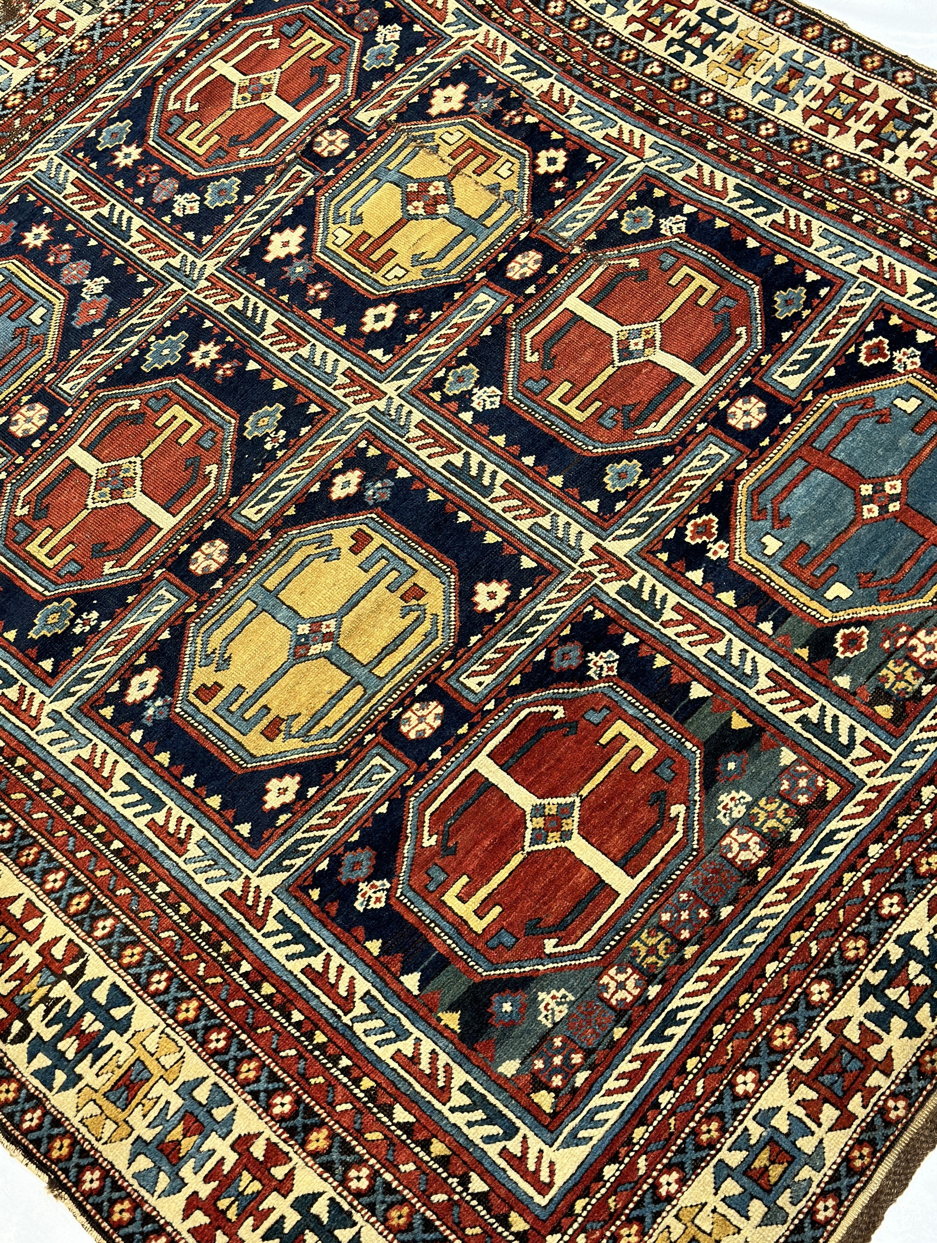 Antique Caucasian Kuba Rug 4'4" x 5' 0''
