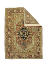 Antique Mohtasham Kashan Rug 4'3" x 5' 7''