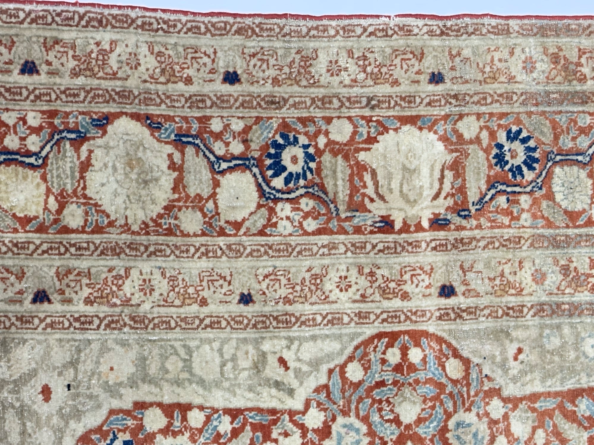Antique Mohtasham Kashan Rug 4'3" x 5' 7''