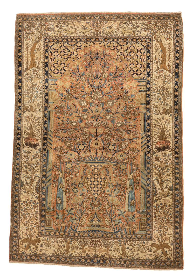 Antique  Mohtasham Kashan Rug 4'5
