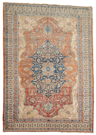 Antique Silk Fine and Rare  Heriz Rug 4'7
