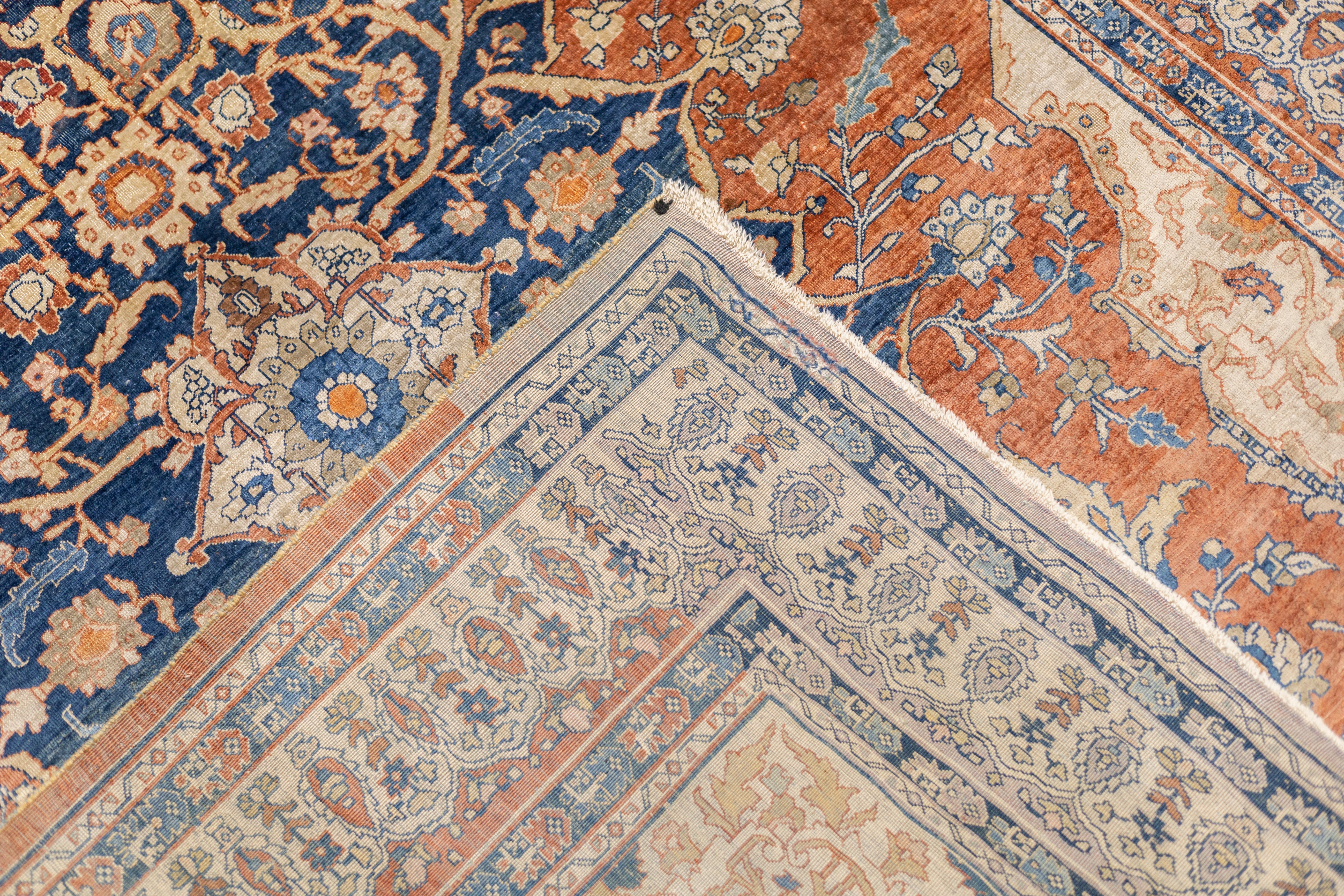 Antique Silk Fine and Rare  Heriz Rug 4'7" x 6' 6"