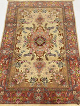 Extremely Fine Vintage Tabriz Wool and Silk Rug 3'4" x 5' 2''