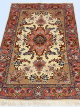 Extremely Fine Vintage Tabriz Wool and Silk Rug 3'4" x 5' 2''