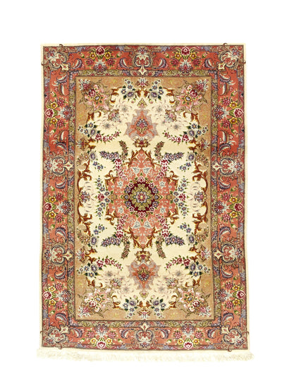Extremely Fine Vintage Tabriz Wool and Silk Rug 3'4