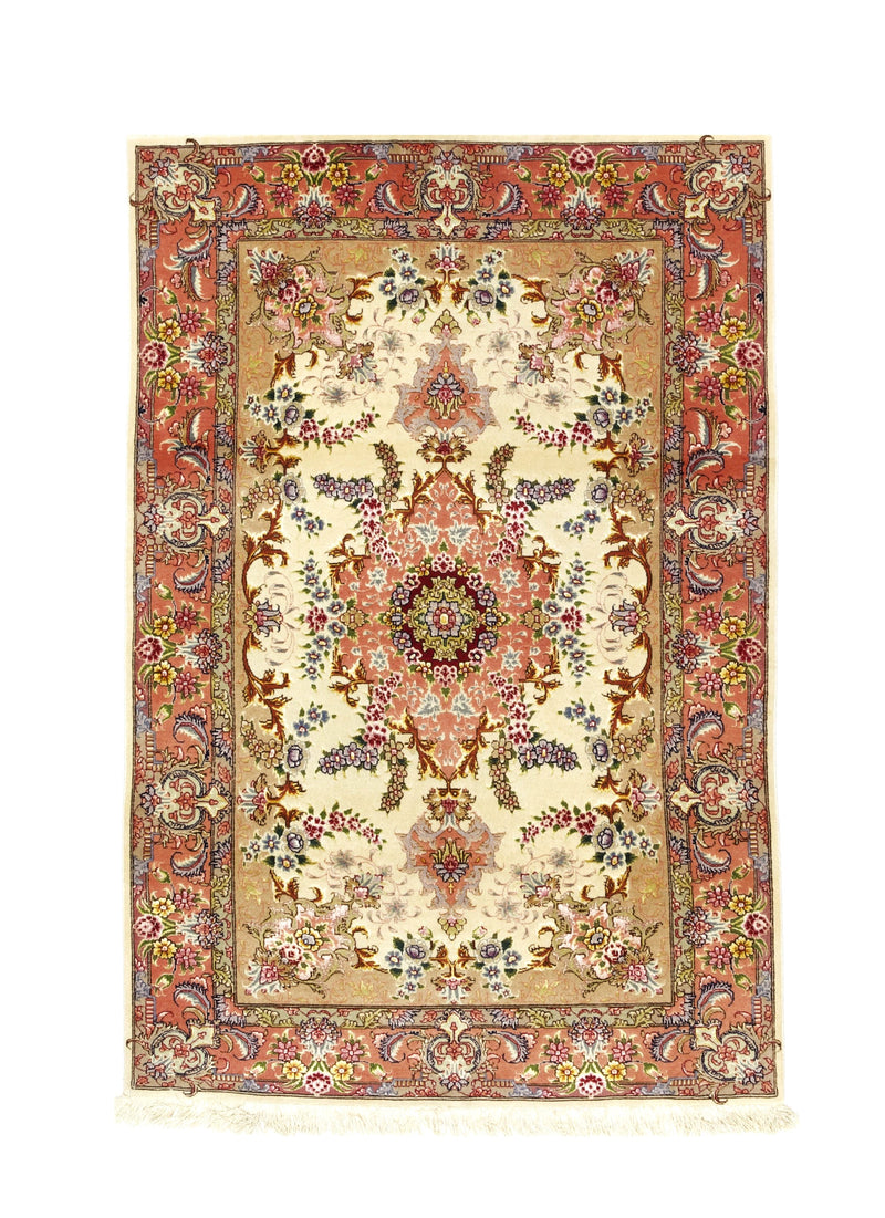 Extremely Fine Vintage Tabriz Wool and Silk Rug 3'4