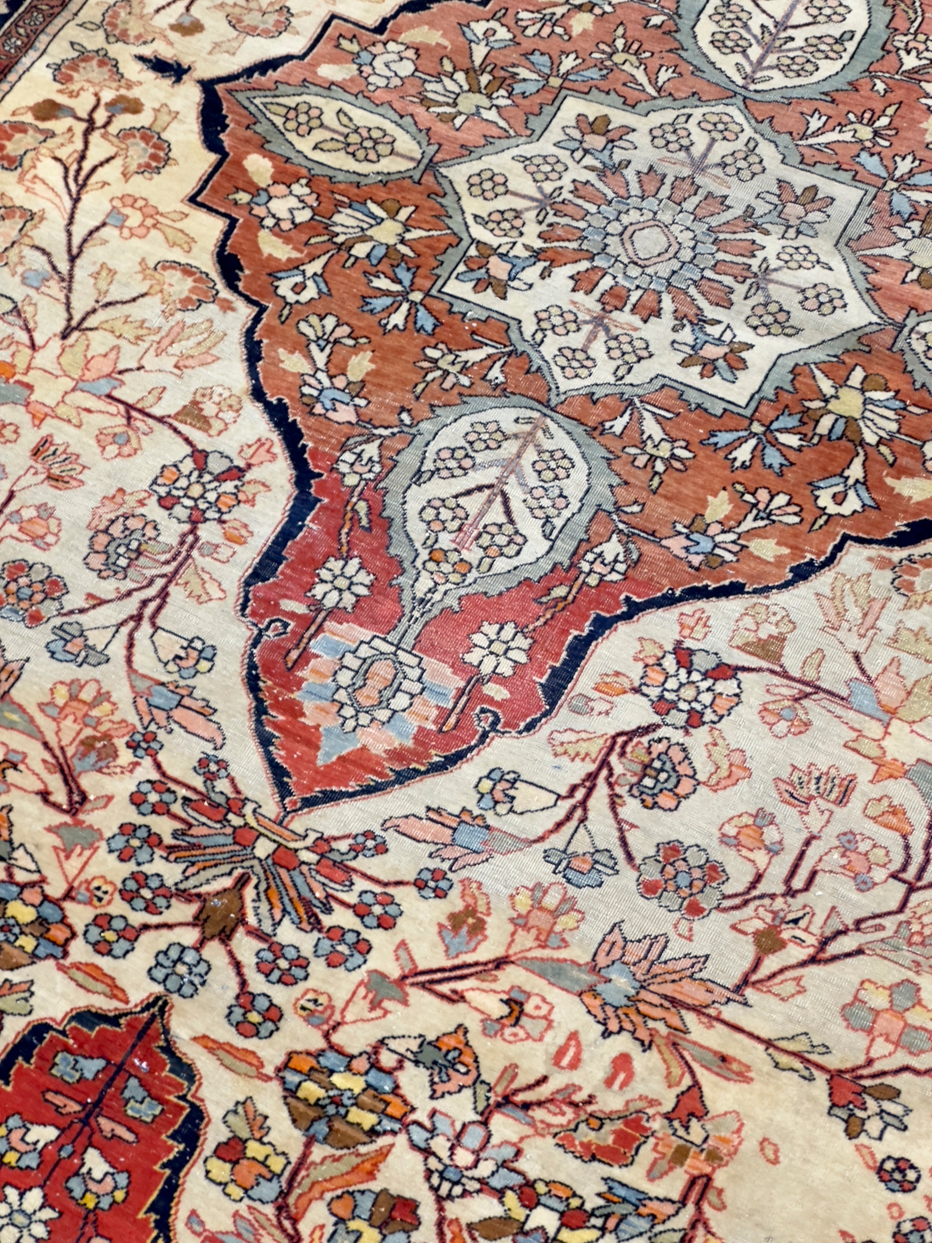 Antique Mohtasham Kashan Rug 4' 4'' x 6' 10"